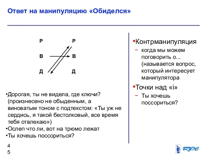 Контрманипуляция когда мы можем поговорить о... (называется вопрос, который интересует манипулятора