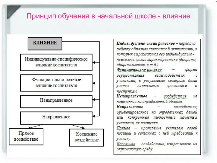 Принцип обучения в начальной школе - влияние