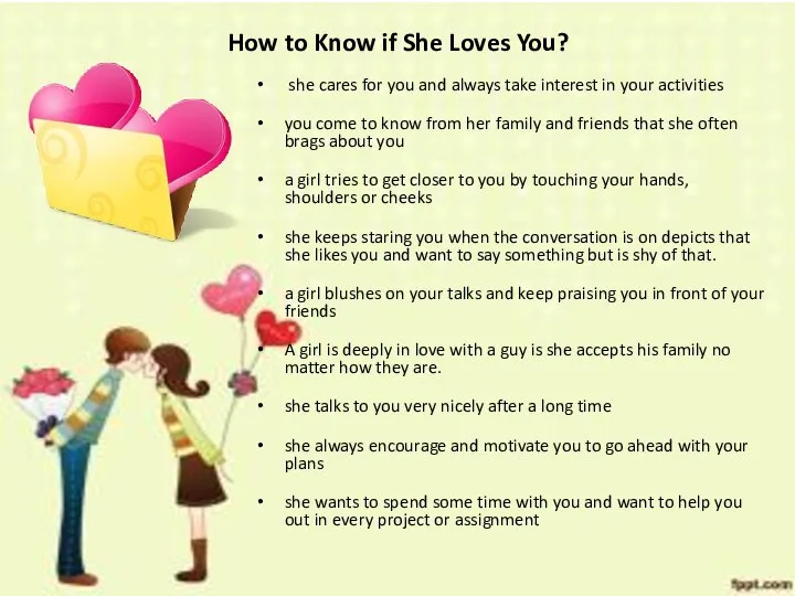 How to Know if She Loves You? she cares for you