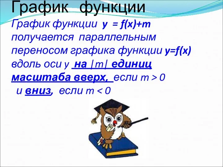 График функции График функции y = f(x)+m получается параллельным переносом графика