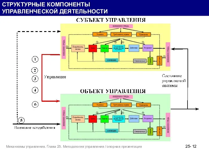 СТРУКТУРНЫЕ КОМПОНЕНТЫ УПРАВЛЕНЧЕСКОЙ ДЕЯТЕЛЬНОСТИ 25- Механизмы управления. Глава 25. Методология управления / опорная презентация