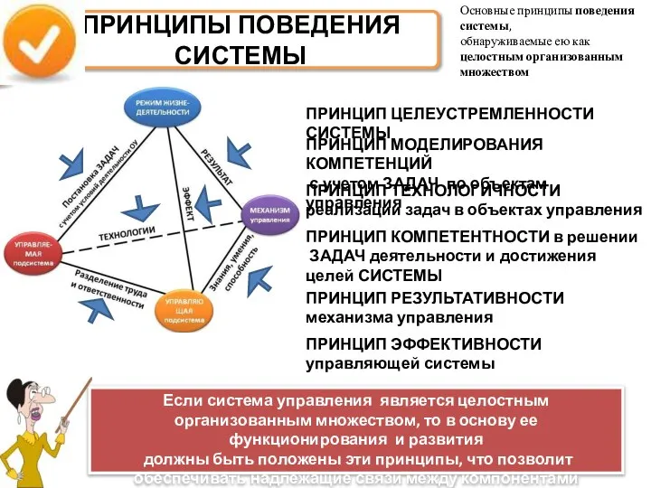 ПРИНЦИПЫ ПОВЕДЕНИЯ СИСТЕМЫ Основные принципы поведения системы, обнаруживаемые ею как целостным