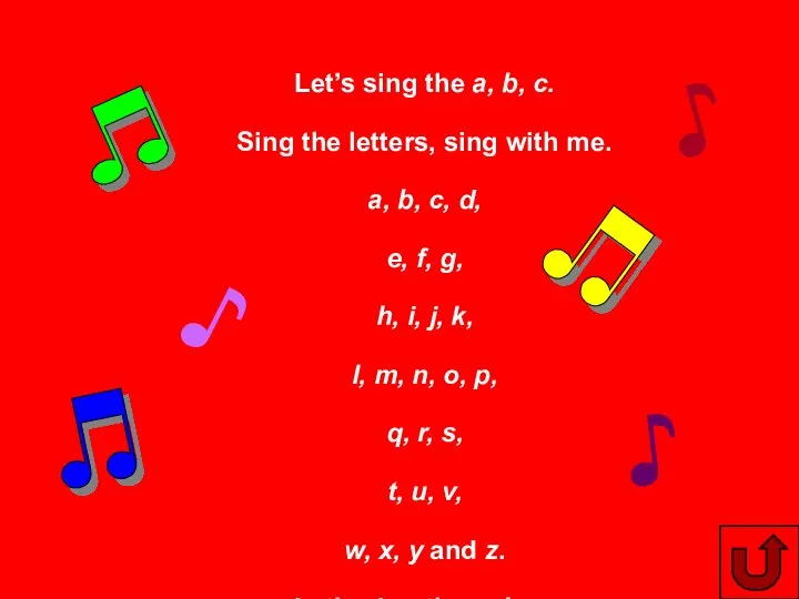 Let’s sing the a, b, c. Sing the letters, sing with