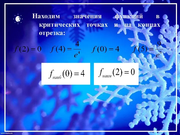 3 Находим значения функций в критических точках и на концах отрезка: