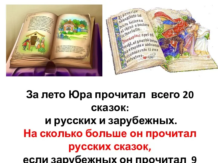 За лето Юра прочитал всего 20 сказок: и русских и зарубежных.