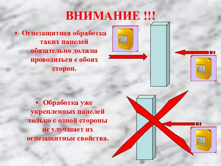 ВНИМАНИЕ !!! Огнезащитная обработка таких панелей обязательно должна проводиться с обоих