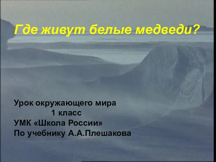 Где живут белые медведи? Урок окружающего мира 1 класс УМК «Школа России» По учебнику А.А.Плешакова