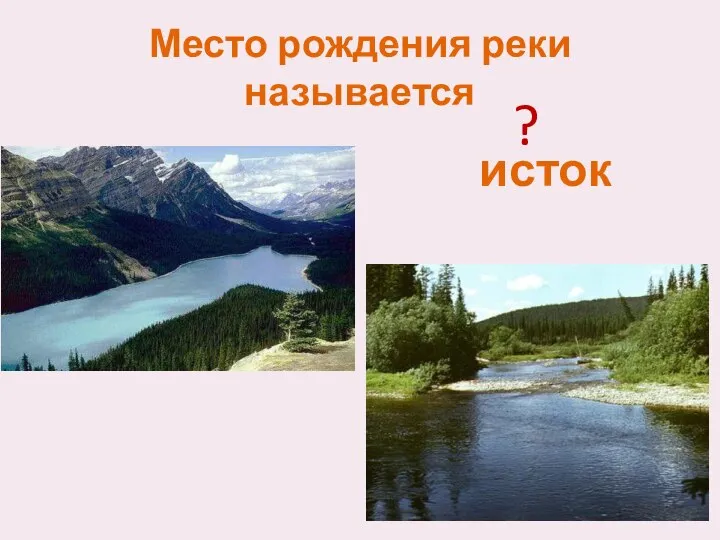 Место рождения реки называется ? исток