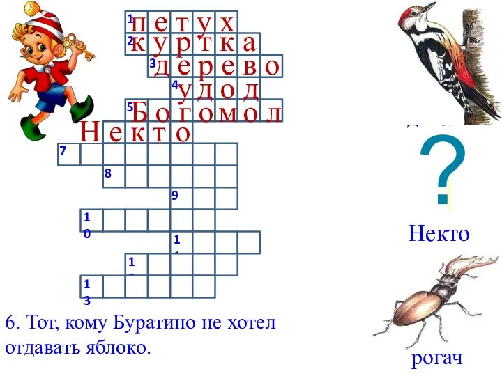 Некто рогач 6. Тот, кому Буратино не хотел отдавать яблоко. п