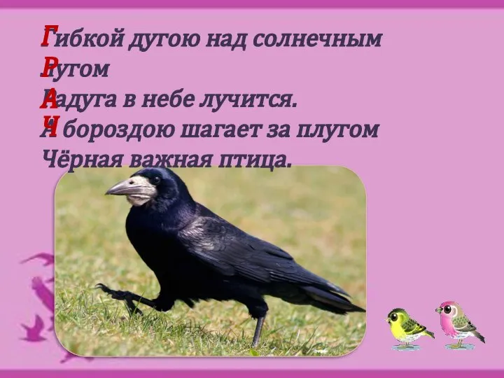 Гибкой дугою над солнечным лугом Радуга в небе лучится. А бороздою