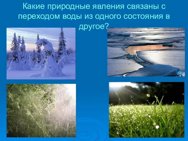 Какие природные явления связаны с переходом воды из одного состояния в другое?