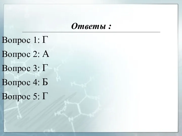 Ответы : Вопрос 1: Г Вопрос 2: А Вопрос 3: Г