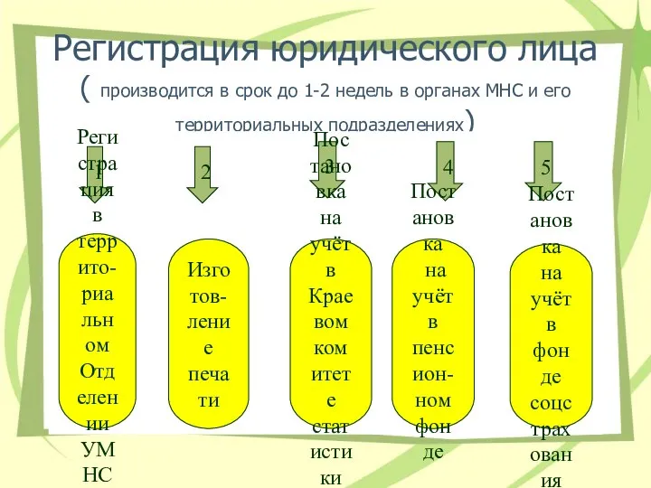 Регистрация юридического лица ( производится в срок до 1-2 недель в