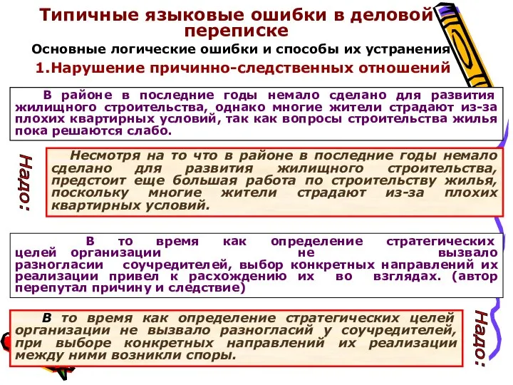 Типичные языковые ошибки в деловой переписке Основные логические ошибки и способы