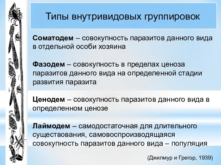 Соматодем – совокупность паразитов данного вида в отдельной особи хозяина Фазодем