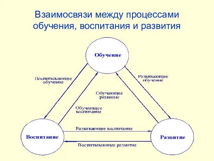 Взаимосвязи между процессами обучения, воспитания и развития