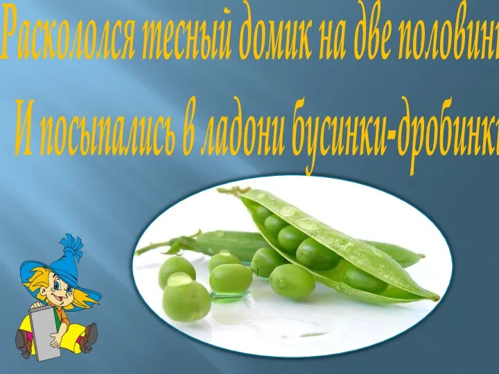 Раскололся тесный домик на две половинки, И посыпались в ладони бусинки-дробинки.