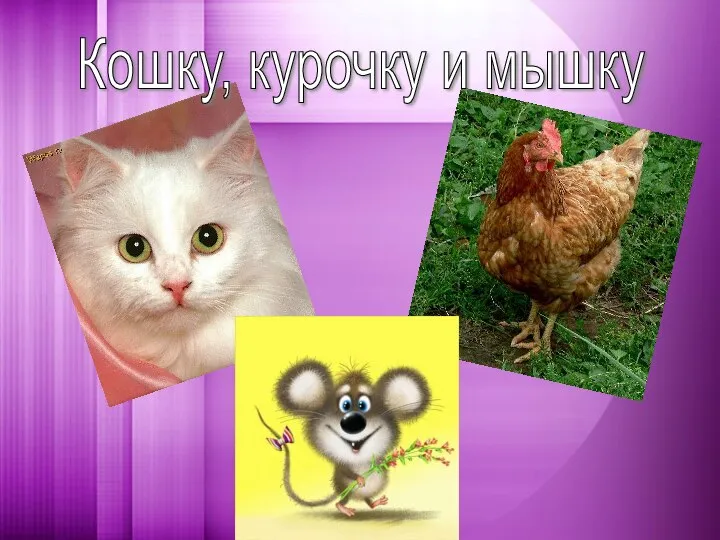 Кошку, курочку и мышку