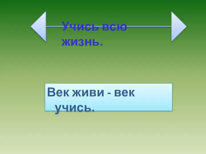 Век живи - век учись. Учись всю жизнь.