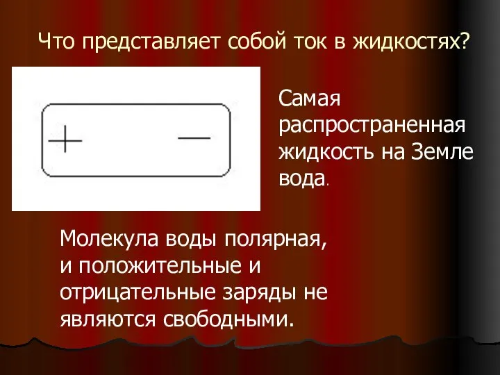 Что представляет собой ток в жидкостях? Самая распространенная жидкость на Земле