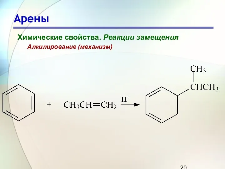 Арены Химические свойства. Реакции замещения Алкилирование (механизм)