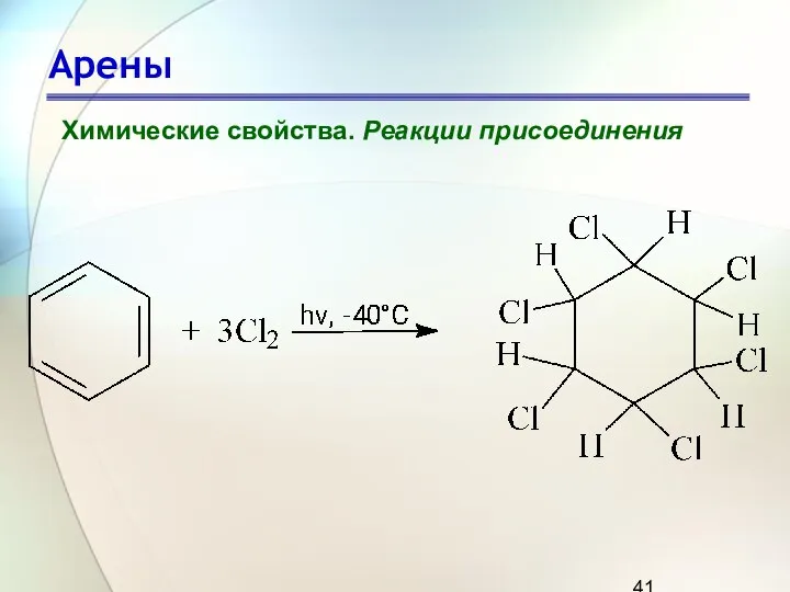 Арены Химические свойства. Реакции присоединения