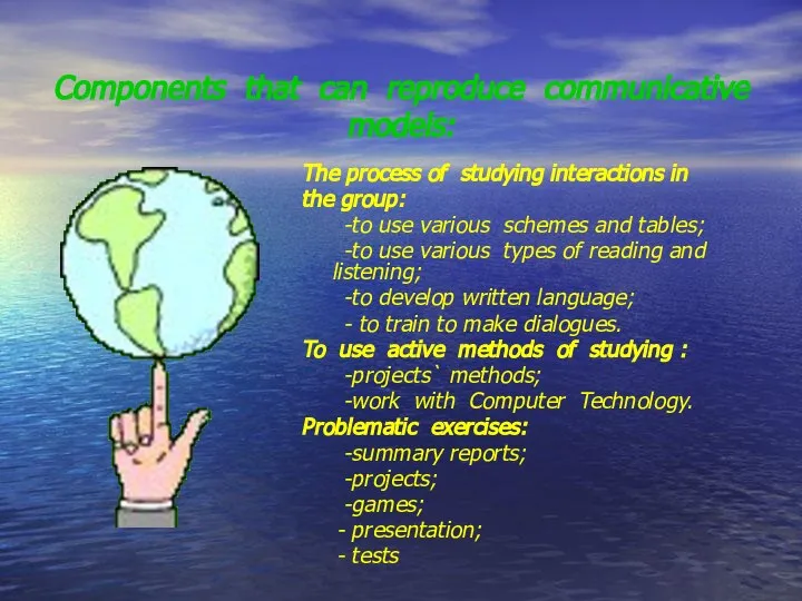 Components that can reproduce communicative models: The process of studying interactions