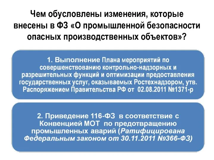 Чем обусловлены изменения, которые внесены в ФЗ «О промышленной безопасности опасных производственных объектов»?