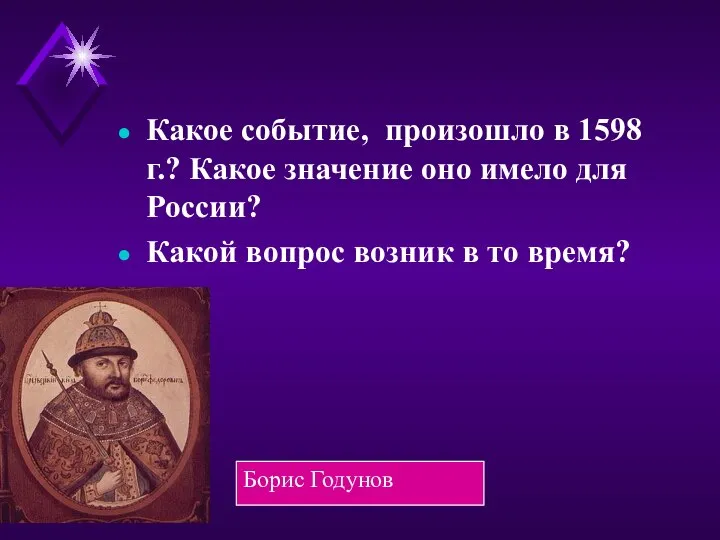 Какое событие, произошло в 1598 г.? Какое значение оно имело для