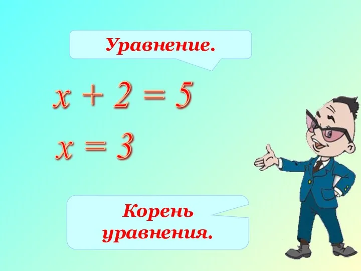 х + 2 = 5 х = 3 Уравнение. Корень уравнения.