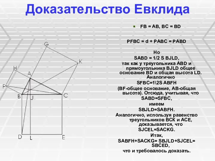 Доказательство Евклида FB = AB, BC = BD РFBC = d