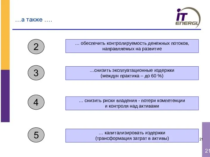 …а также …. …снизить эксплуатационные издержки (междун практика – до 60