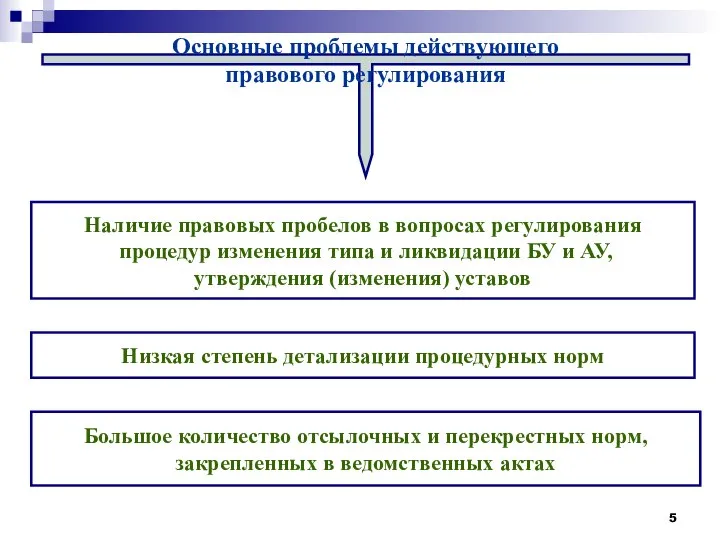 Основные проблемы действующего правового регулирования Наличие правовых пробелов в вопросах регулирования