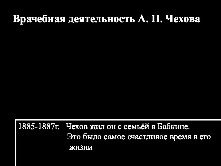 Врачебная деятельность А. П. Чехова