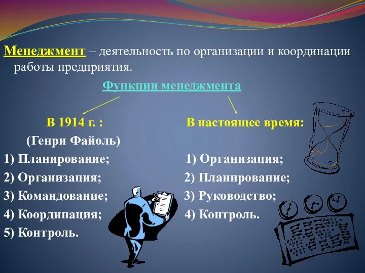 Менеджмент – деятельность по организации и координации работы предприятия. Функции менеджмента