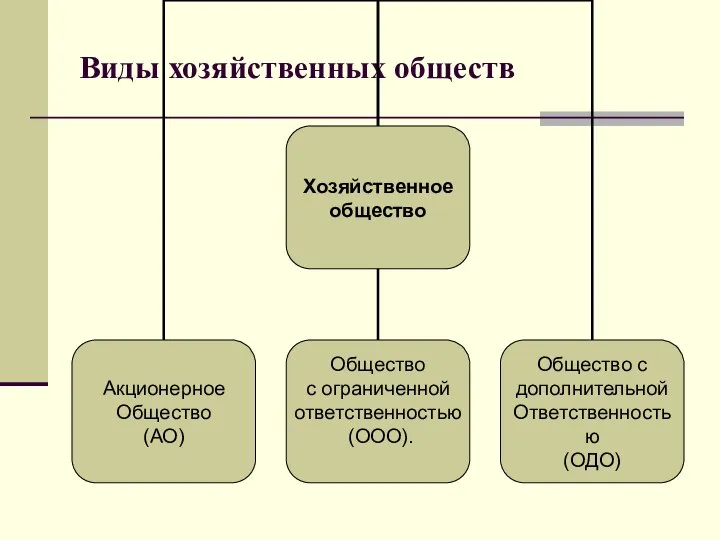 Виды хозяйственных обществ