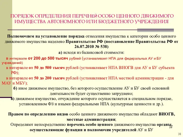 ПОРЯДОК ОПРЕДЕЛЕНИЯ ПЕРЕЧНЕЙ ОСОБО ЦЕННОГО ДВИЖИМОГО ИМУЩЕСТВА АВТОНОМНОГО ИЛИ БЮДЖЕТНОГО УЧРЕЖДЕНИЯ