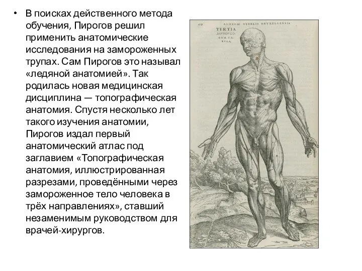 В поисках действенного метода обучения, Пирогов решил применить анатомические исследования на