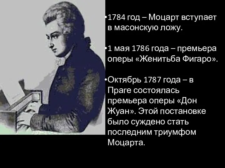 1784 год – Моцарт вступает в масонскую ложу. 1 мая 1786