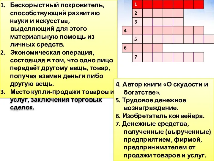 Бескорыстный покровитель, способствующий развитию науки и искусства, выделяющий для этого материальную