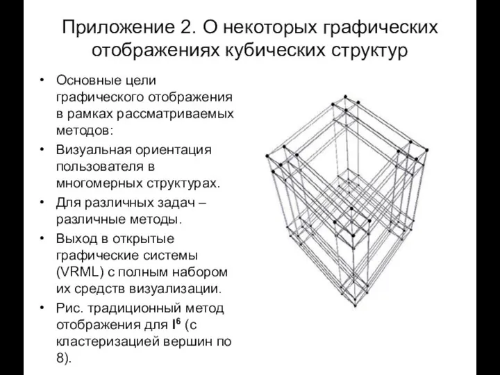 Приложение 2. О некоторых графических отображениях кубических структур Основные цели графического