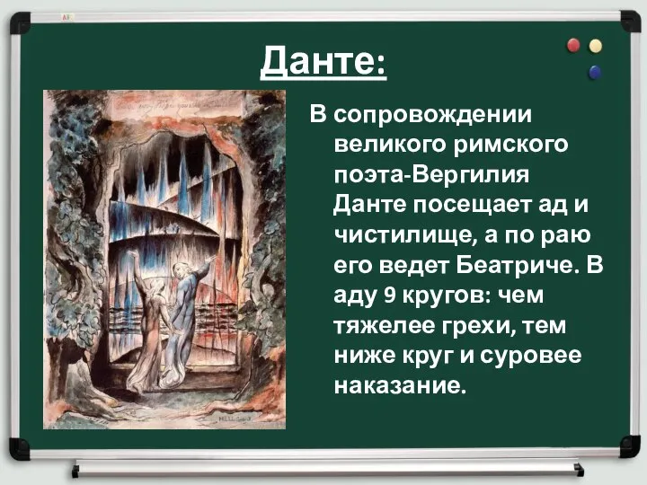 Данте: В сопровождении великого римского поэта-Вергилия Данте посещает ад и чистилище,