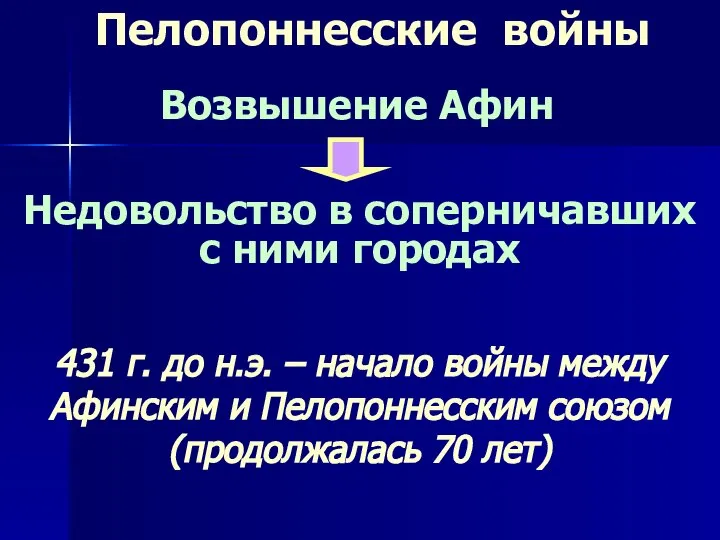 Недовольство в соперничавших с ними городах Пелопоннесские войны Возвышение Афин 431