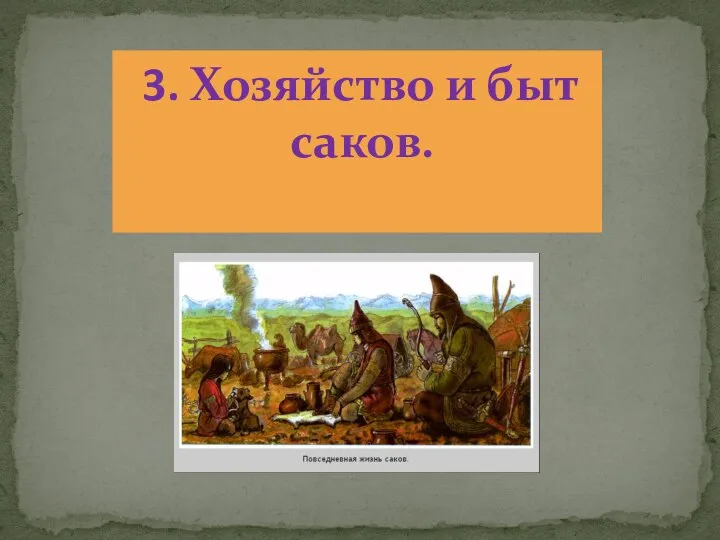 3. Хозяйство и быт саков.