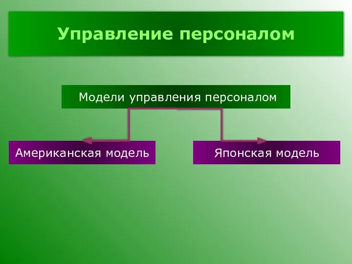 Управление персоналом Модели управления персоналом Американская модель Японская модель