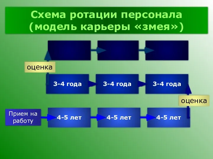 Схема ротации персонала (модель карьеры «змея») 4-5 лет 4-5 лет 4-5