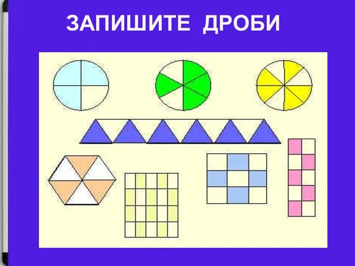 Записать дроби ЗАПИШИТЕ ДРОБИ