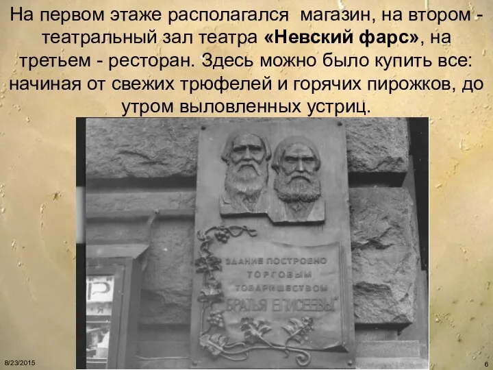 На первом этаже располагался магазин, на втором - театральный зал театра