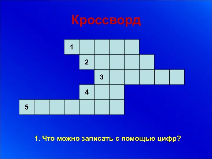 Кроссворд 1. Что можно записать с помощью цифр?