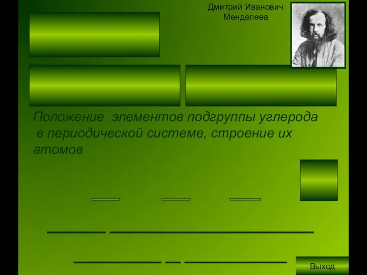 ____ ________ ________ Положение элементов подгруппы углерода в периодической системе, строение